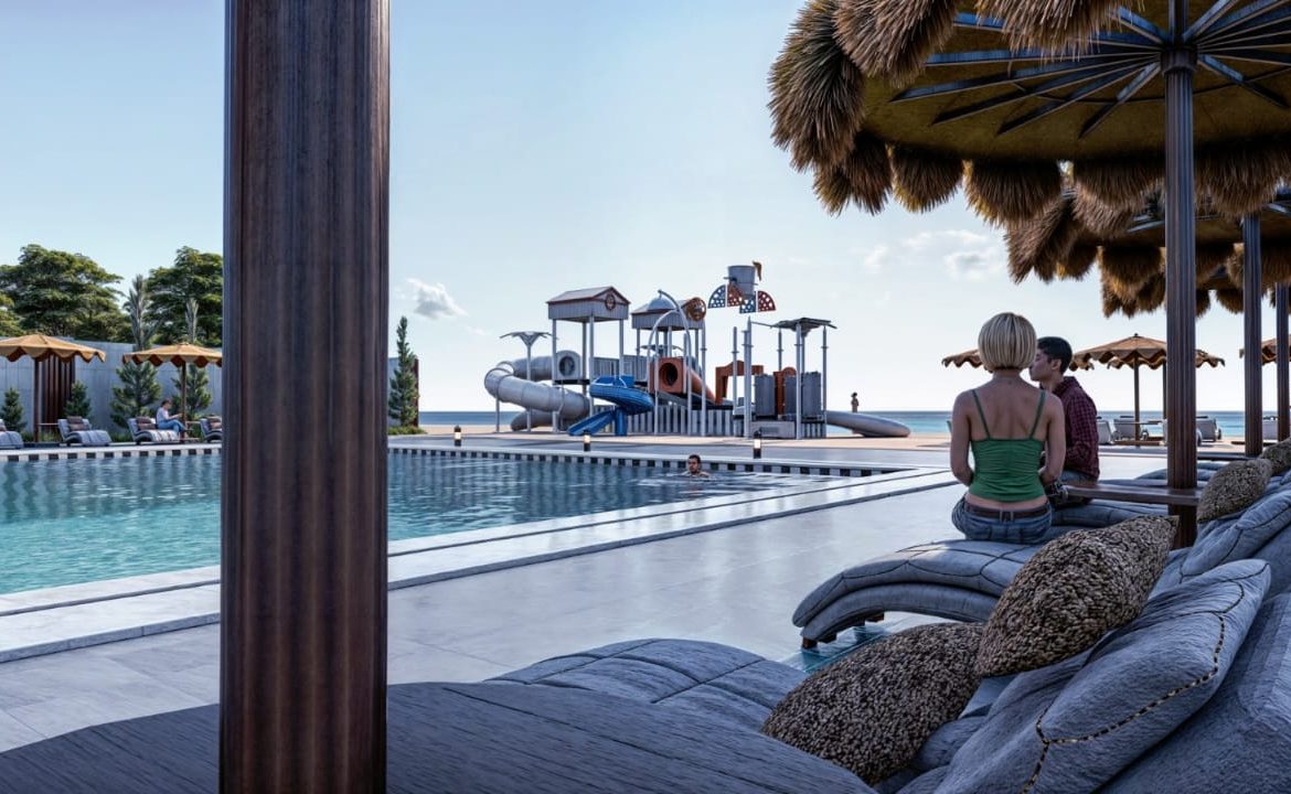 Illustrative Premier Beach apartment living area and sea view